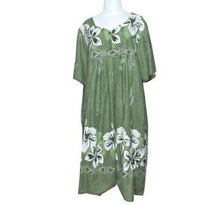 Anthony Richards Floral Patio Dress VTG Plus Size 2XL Green White